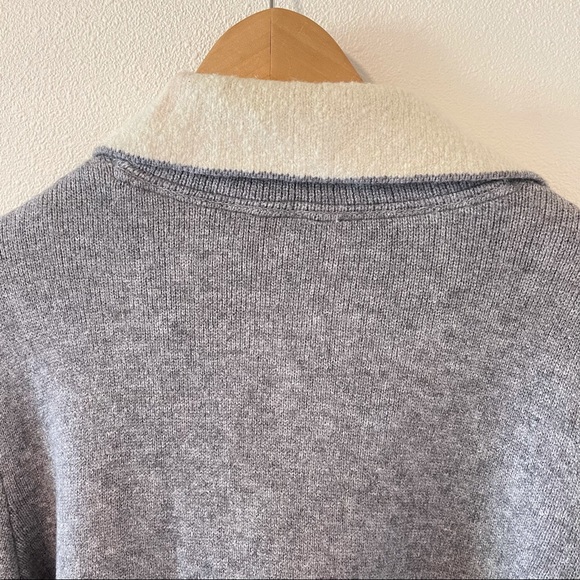 Anthropologie Alpaca Wool Blend Moto Knit Jacket Asymmetric Zip Gray Cream-Large - Picture 9 of 12